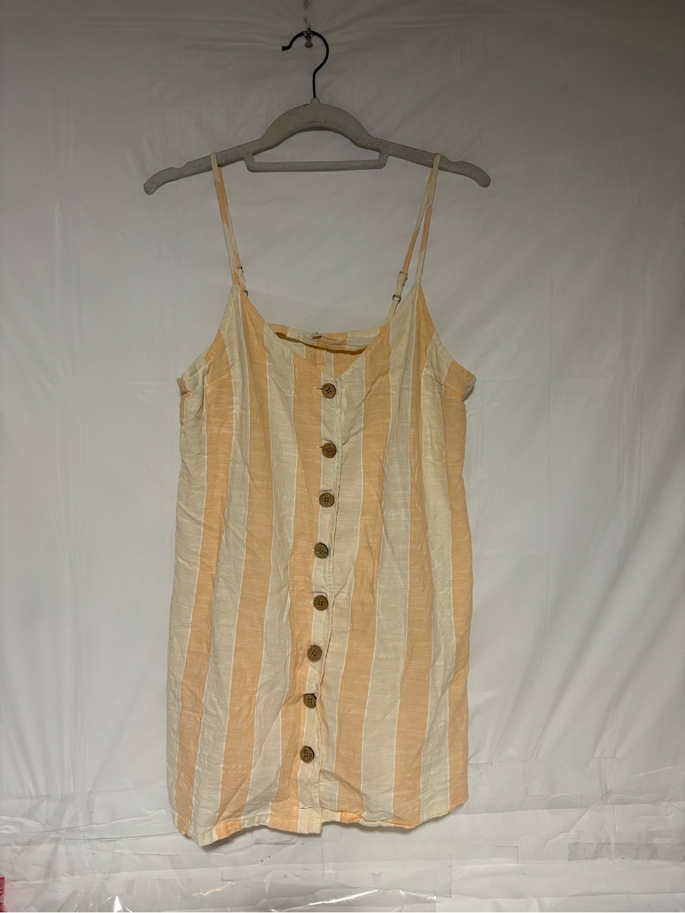 Rip Curl Peach & Cream Striped Button-Front Cami Dress